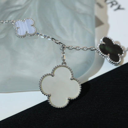 [⭐Reverie Jewels]CLOVER BRACELET 5 MOTIFS MOP CHALCEDONY SILVER