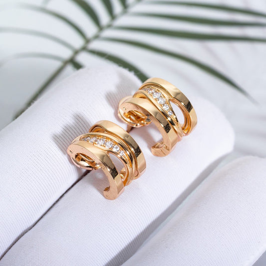 [⭐Reverie Jewels]ZERO 1 PINK GOLD DIAMONDS EARRINGS