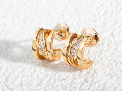 [⭐Reverie Jewels]ZERO 1 PINK GOLD DIAMONDS EARRINGS