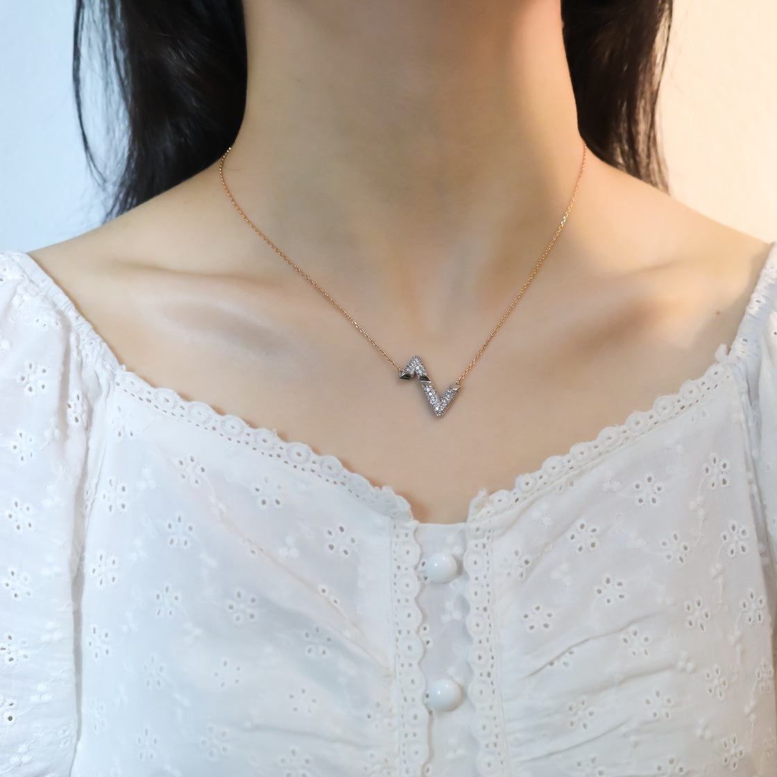 [⭐Reverie Jewels]VOLT SILVER DIAMOND PEDANT NECKLACE