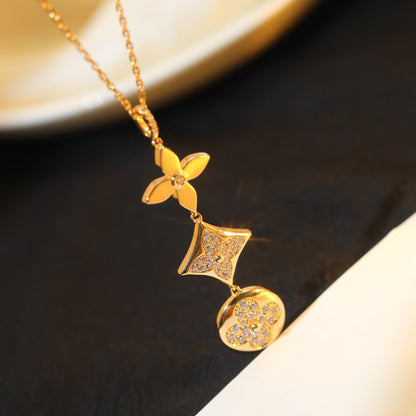 [⭐Reverie Jewels]STAR AND SUN DIAMOND PINK GOLD NECKLACE