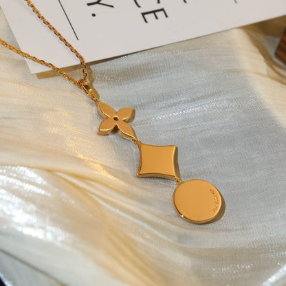 [⭐Reverie Jewels]STAR AND SUN DIAMOND PINK GOLD NECKLACE