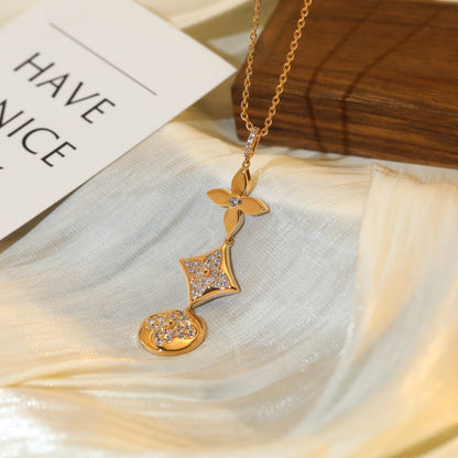 [⭐Reverie Jewels]STAR AND SUN DIAMOND PINK GOLD NECKLACE