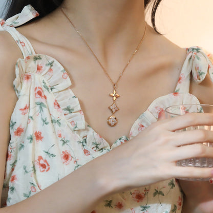 [⭐Reverie Jewels]STAR AND SUN DIAMOND PINK GOLD NECKLACE
