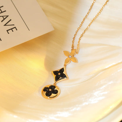 [⭐Reverie Jewels]STAR AND SUN ONYX PINK GOLD NECKLACE