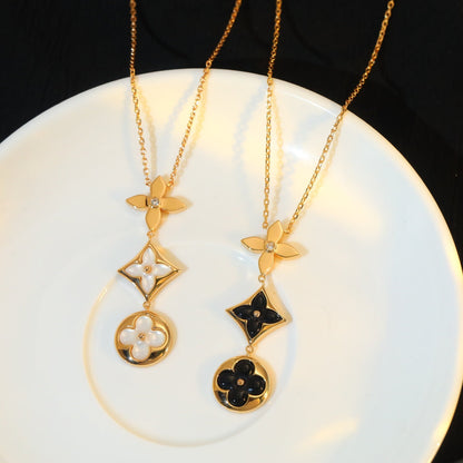 [⭐Reverie Jewels]STAR AND SUN ONYX PINK GOLD NECKLACE
