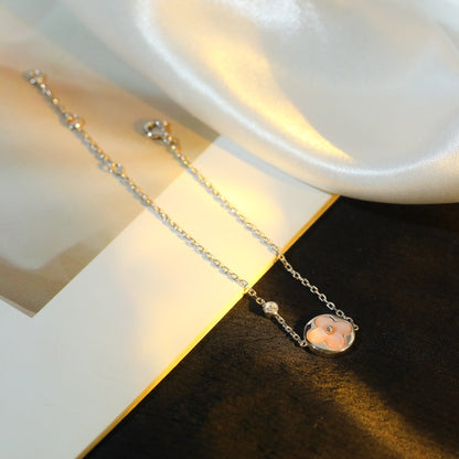 [⭐Reverie Jewels]SUN MOTIF PINK MOP SILVER BRACELET