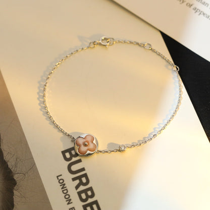 [⭐Reverie Jewels]SUN MOTIF PINK MOP SILVER BRACELET