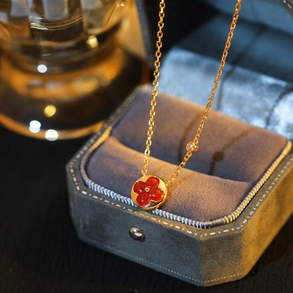 [⭐Reverie Jewels]SUN PEDANT PINK GOLD 1 DIAMOND NECKLACE