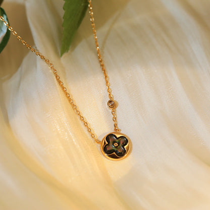 [⭐Reverie Jewels]SUN PEDANT PINK GOLD 1 DIAMOND NECKLACE