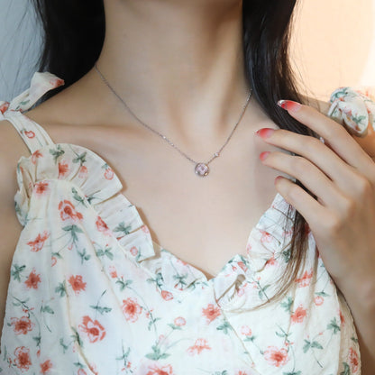 [⭐Reverie Jewels]SUN PEDANT PINK GOLD 1 DIAMOND NECKLACE