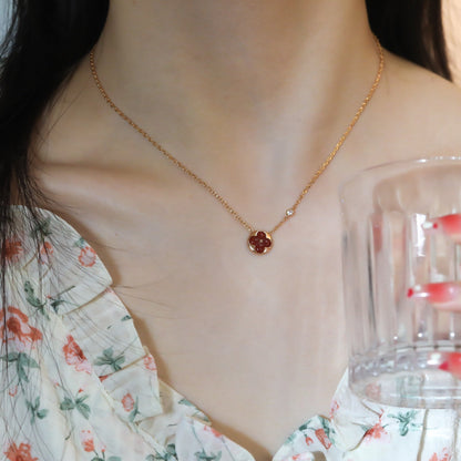 [⭐Reverie Jewels]SUN PEDANT PINK GOLD 1 DIAMOND NECKLACE