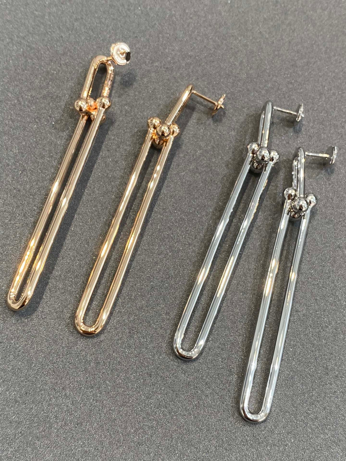[Reverie Jewels]HARDWEAR DOUBLE LONG LINK EARRINGS