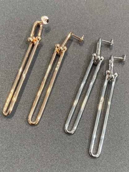 [Reverie Jewels]HARDWEAR DOUBLE LONG LINK EARRINGS