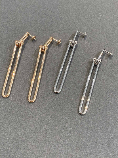 [Reverie Jewels]HARDWEAR DOUBLE LONG LINK EARRINGS