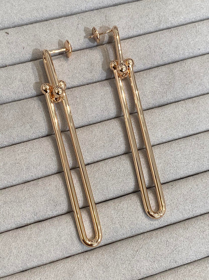 [Reverie Jewels]HARDWEAR DOUBLE LONG LINK EARRINGS