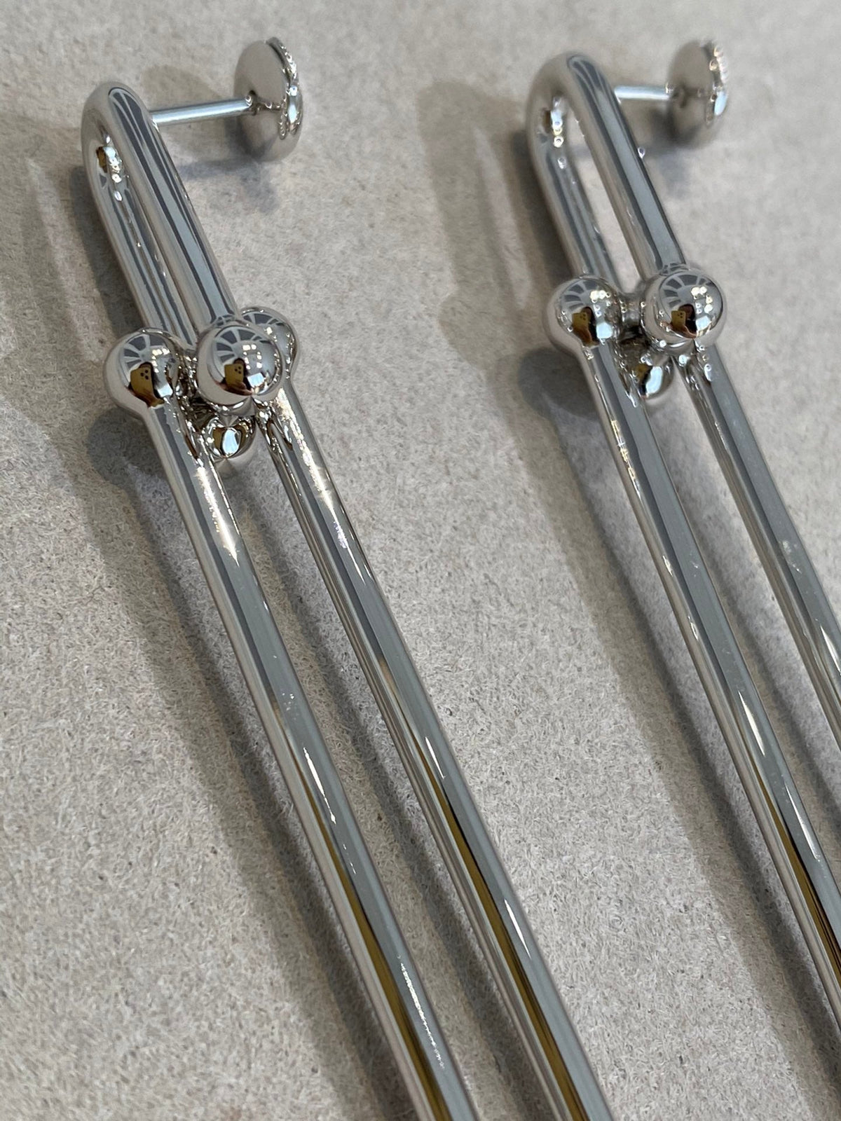 [Reverie Jewels]HARDWEAR DOUBLE LONG LINK EARRINGS