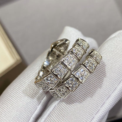[⭐Reverie Jewels]SERPENTI DOUBLE RING SILVER DIAMOND PAVED