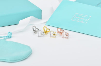 [Reverie Jewels]OPEN HEART STUD DIAMOND EARRINGS