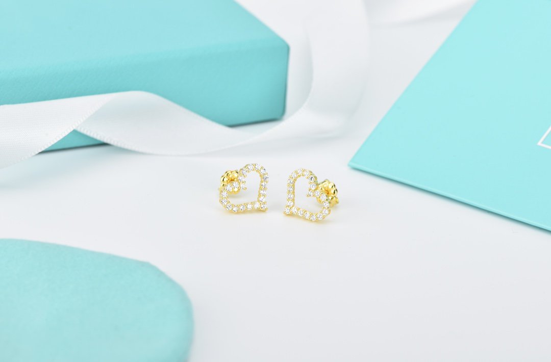 [Reverie Jewels]OPEN HEART STUD DIAMOND EARRINGS