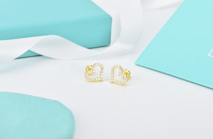 [Reverie Jewels]OPEN HEART STUD DIAMOND EARRINGS