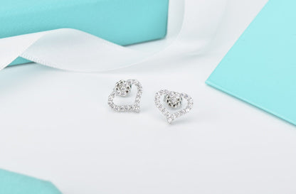 [Reverie Jewels]OPEN HEART STUD DIAMOND EARRINGS