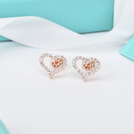 [Reverie Jewels]OPEN HEART STUD DIAMOND EARRINGS