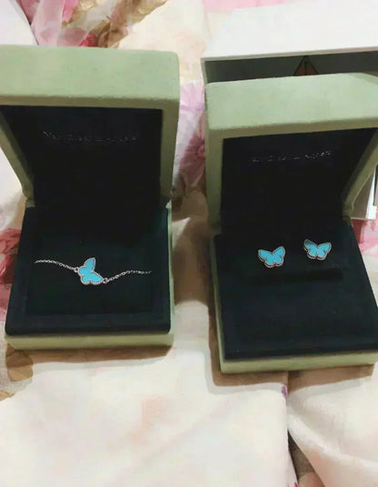 [⭐Reverie Jewels]BUTTERFLY TURQUOISE EARRINGS SILVER