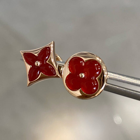 [⭐Reverie Jewels]STAR AND SUN PINK GOLD CARNELIAN STUD EARRINGS