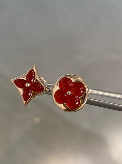[⭐Reverie Jewels]STAR AND SUN PINK GOLD CARNELIAN STUD EARRINGS