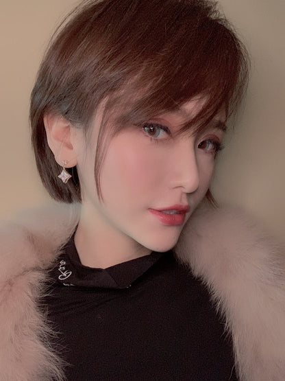 [⭐Reverie Jewels]DOUBLE STAR PINK GOLD MOP DROP EARRINGS
