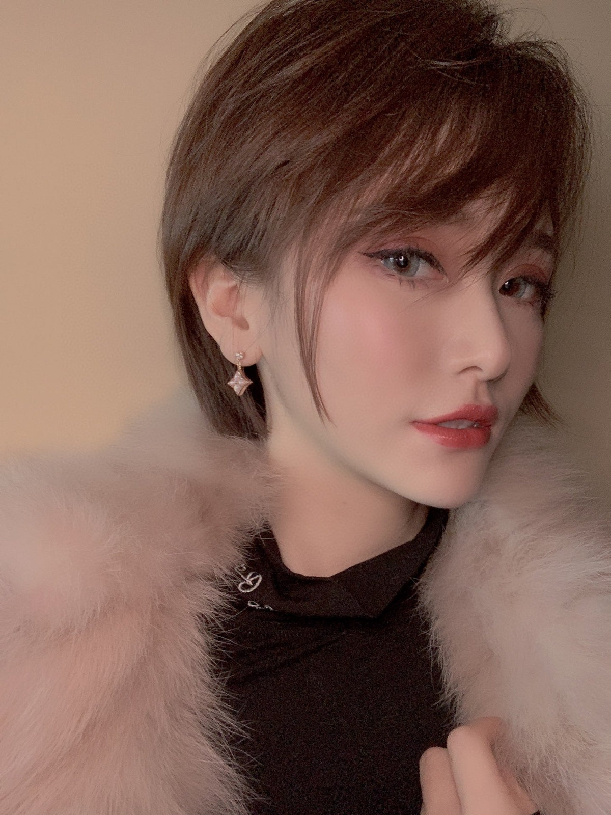 [⭐Reverie Jewels]DOUBLE STAR PINK GOLD MOP DROP EARRINGS