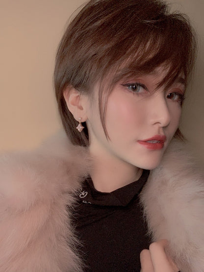 [⭐Reverie Jewels]DOUBLE STAR PINK GOLD MOP DROP EARRINGS