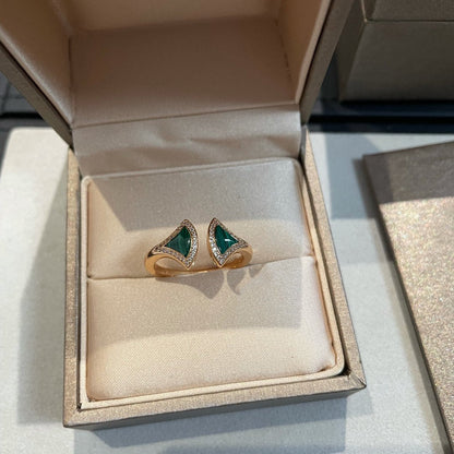 [⭐Reverie Jewels]DREAM MALACHITE DIAMOND OPEN RING