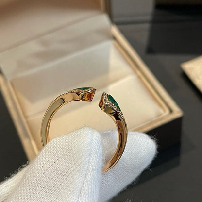 [⭐Reverie Jewels]DREAM MALACHITE DIAMOND OPEN RING