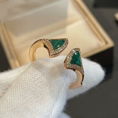 [⭐Reverie Jewels]DREAM MALACHITE DIAMOND OPEN RING