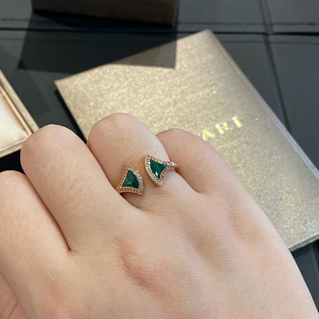 [⭐Reverie Jewels]DREAM MALACHITE DIAMOND OPEN RING