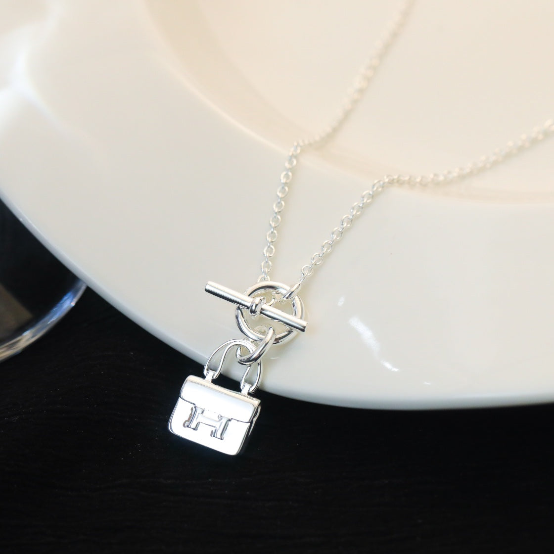 [⭐Reverie Jewels]POP H PEDANT SILVER NECKLACE