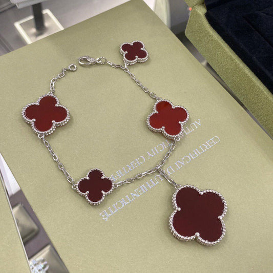 [⭐Reverie Jewels]CLOVER 5 MOTIFS SIVLER CARNELIAN BRACELET