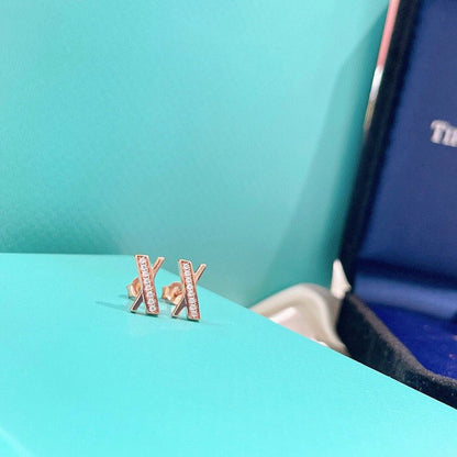 [Reverie Jewels]X EARRINGS ROSE GOLD DIAMONDS