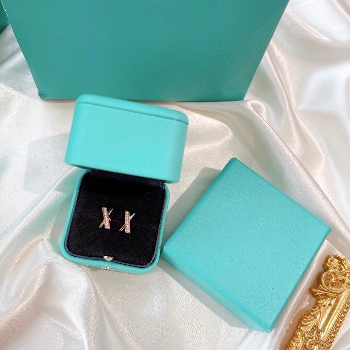 [Reverie Jewels]X EARRINGS ROSE GOLD DIAMONDS