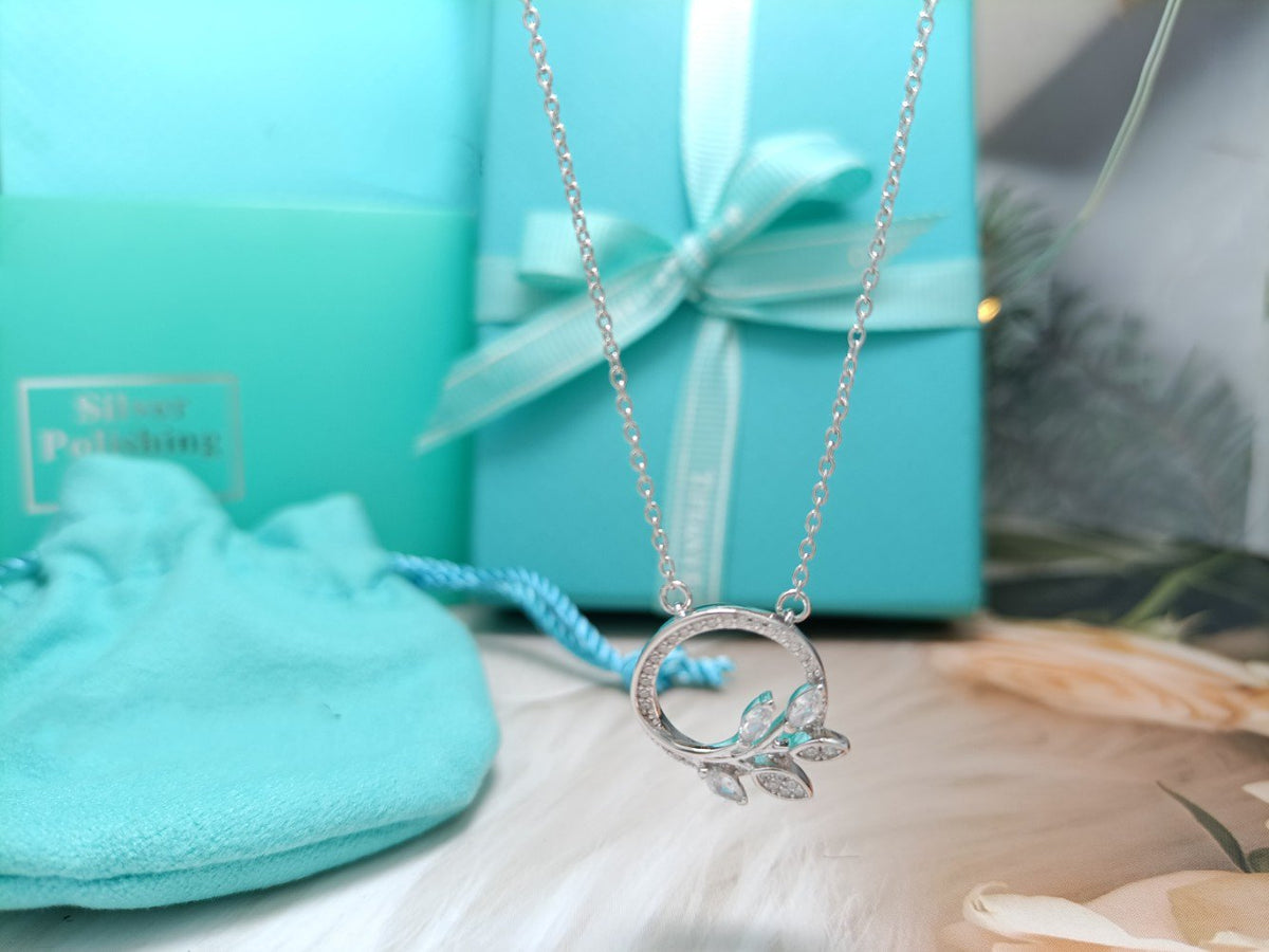 [Reverie Jewels]DIAMOND VINE CIRCLE PENDANT PLATINUM NECKLACE