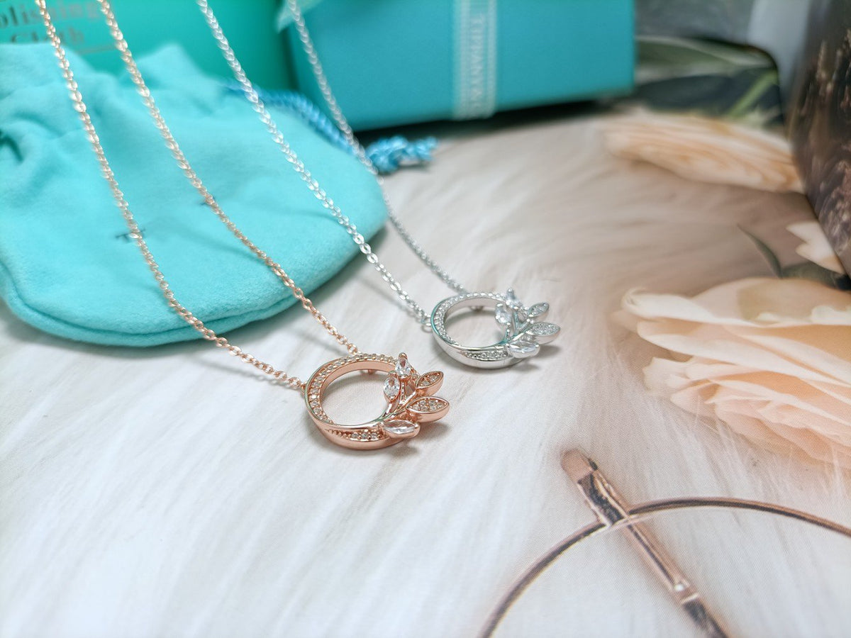 [Reverie Jewels]DIAMOND VINE CIRCLE PENDANT PLATINUM NECKLACE