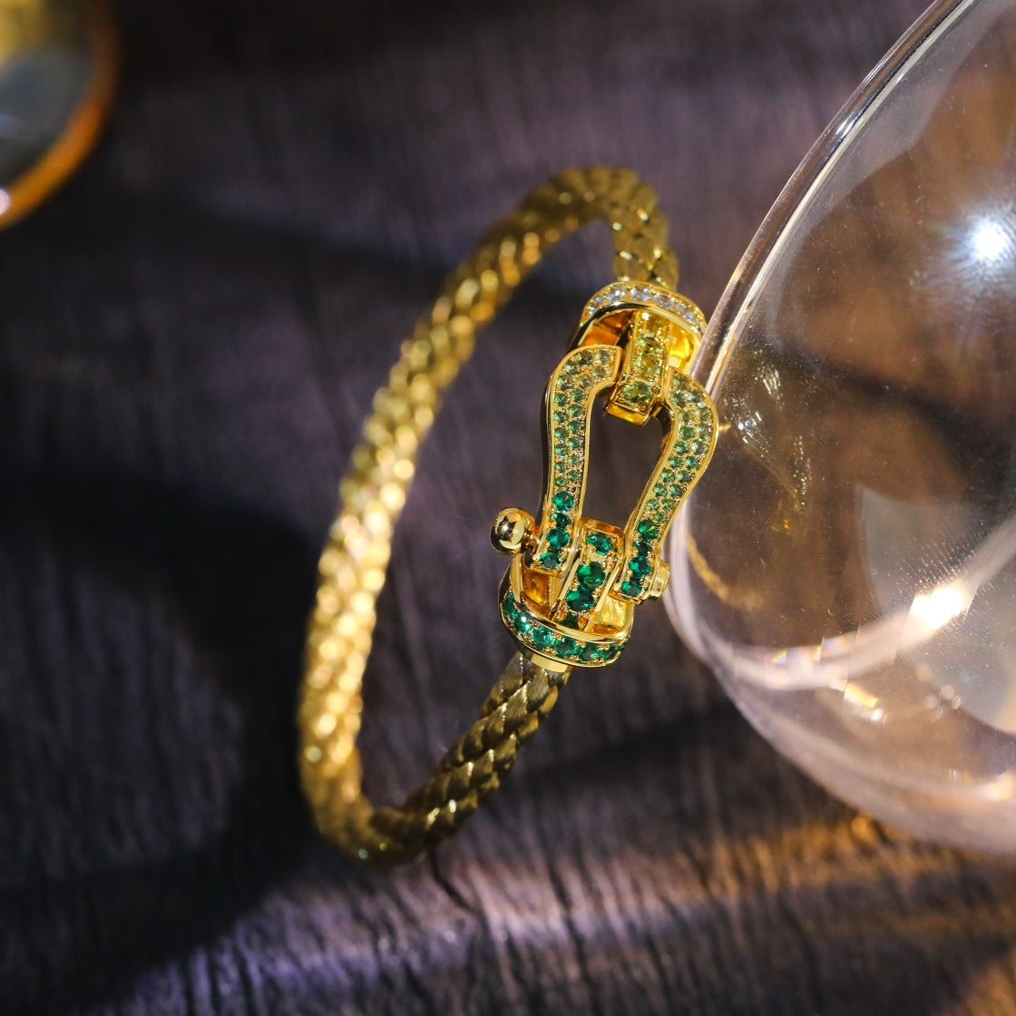 [⭐Reverie Jewels]FORCE 10 GOLD GREEN DIAMOND PAVED