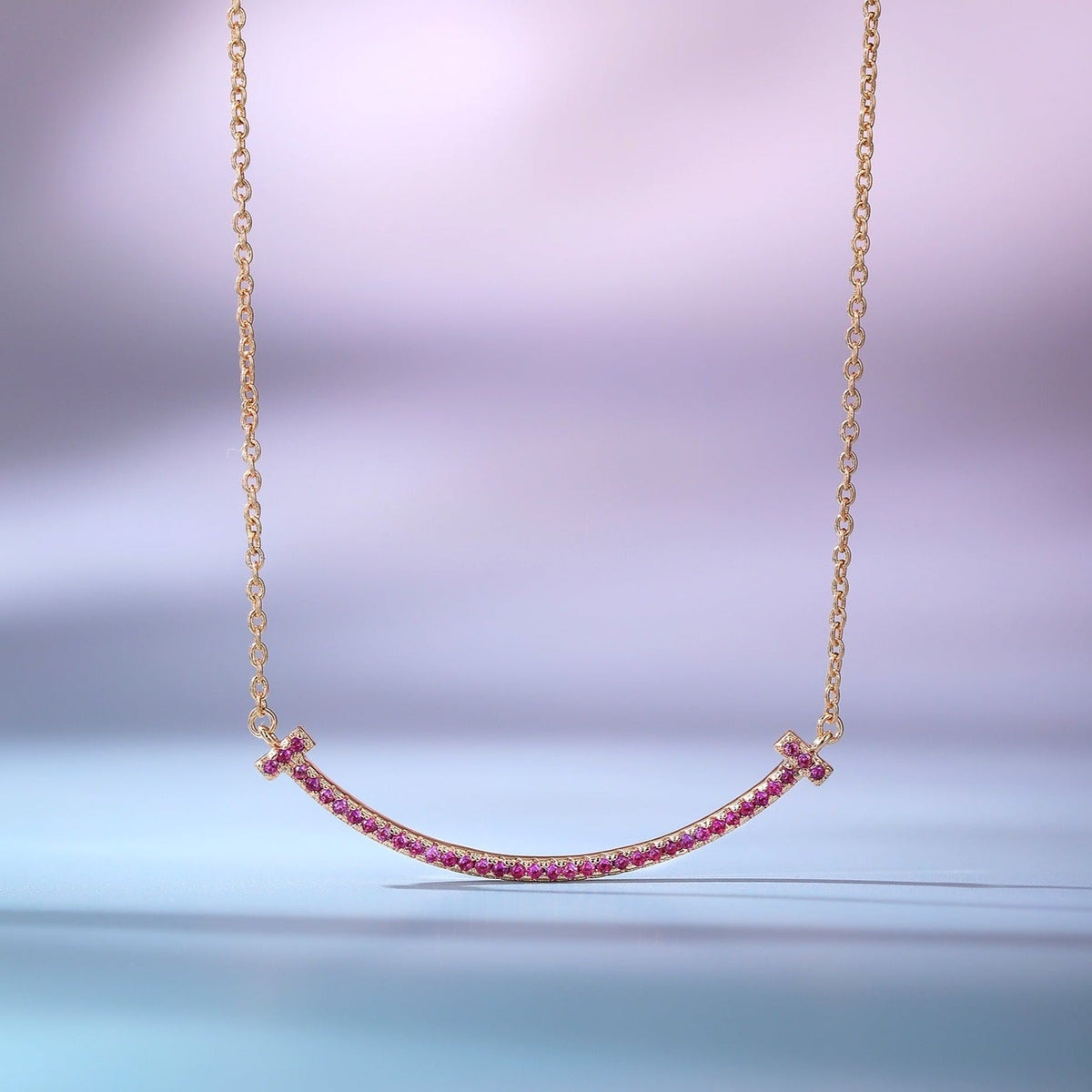 [Reverie Jewels]BIG SMILE PEDANT PINK DIAMOND NECKLACE