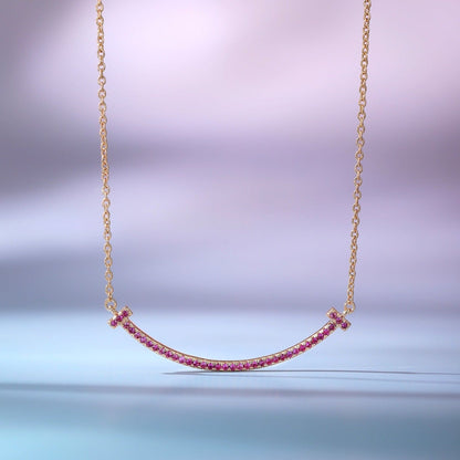 [Reverie Jewels]BIG SMILE PEDANT PINK DIAMOND NECKLACE