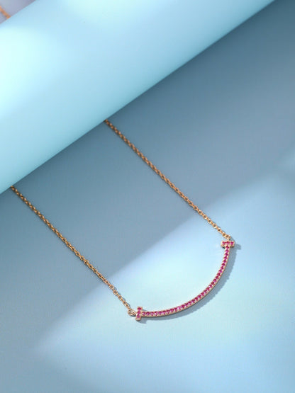 [Reverie Jewels]BIG SMILE PEDANT PINK DIAMOND NECKLACE