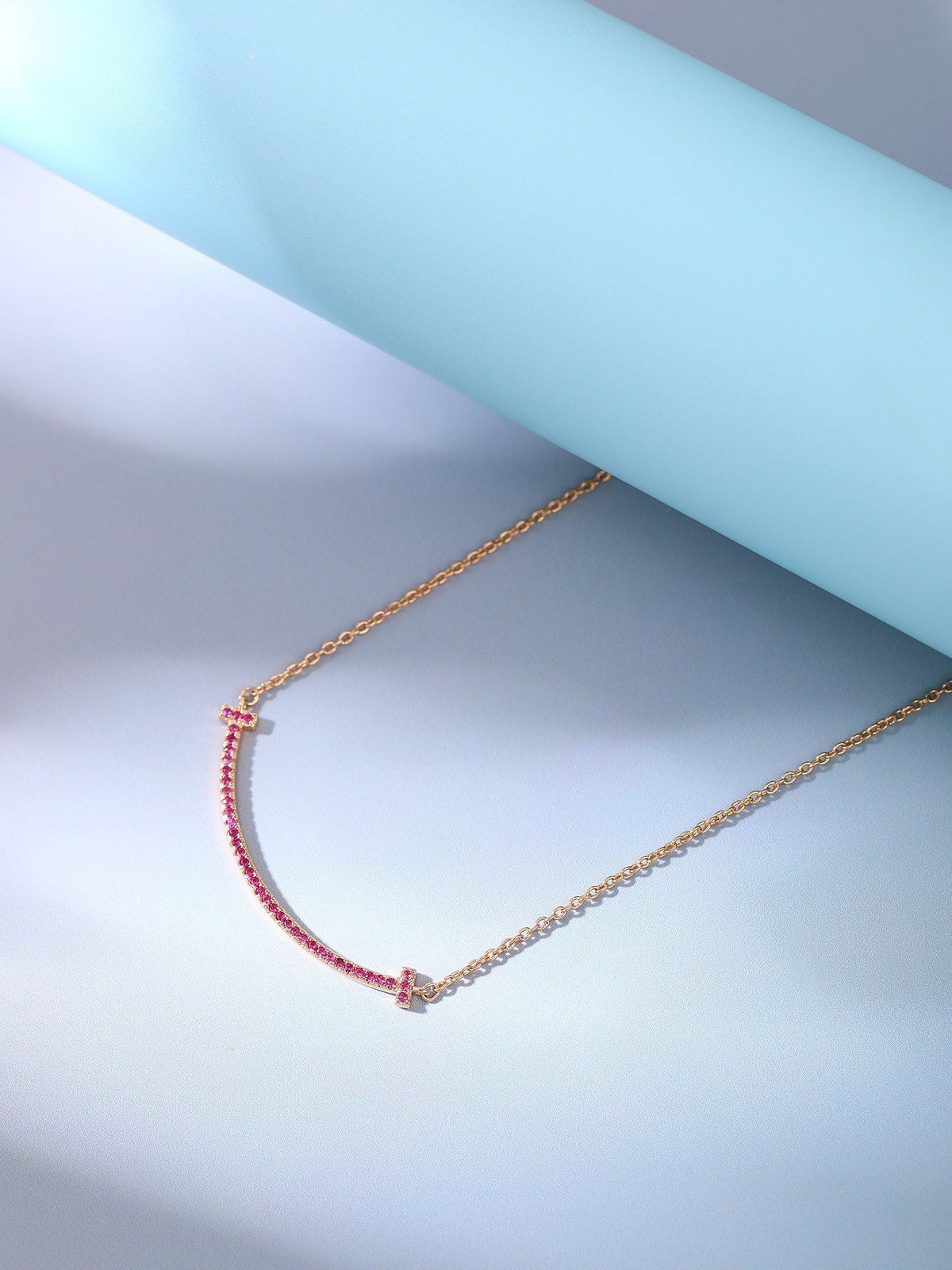 [Reverie Jewels]BIG SMILE PEDANT PINK DIAMOND NECKLACE
