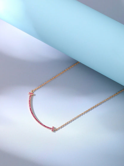 [Reverie Jewels]BIG SMILE PEDANT PINK DIAMOND NECKLACE