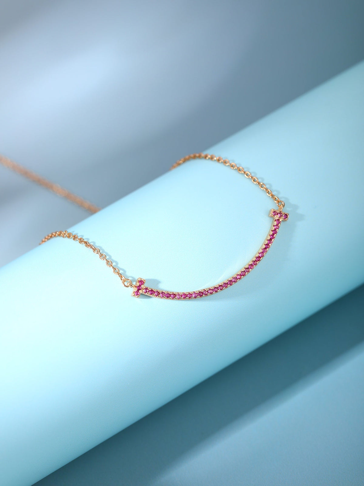 [Reverie Jewels]BIG SMILE PEDANT PINK DIAMOND NECKLACE
